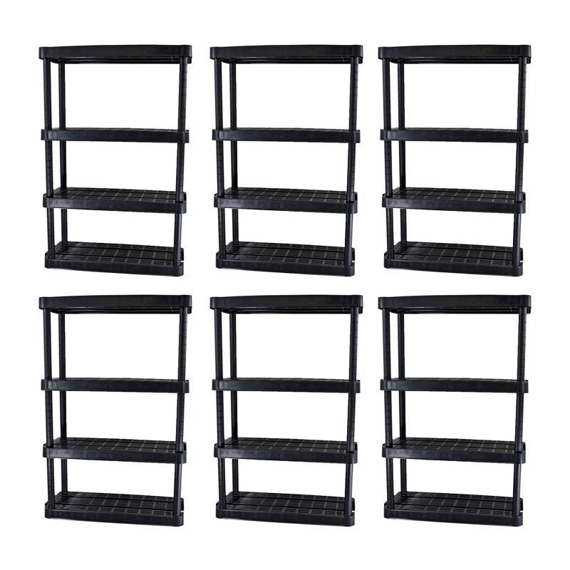 Gracious Living Extra Wide Light Duty Indoor Garage Shelves, Black (6 Pack)