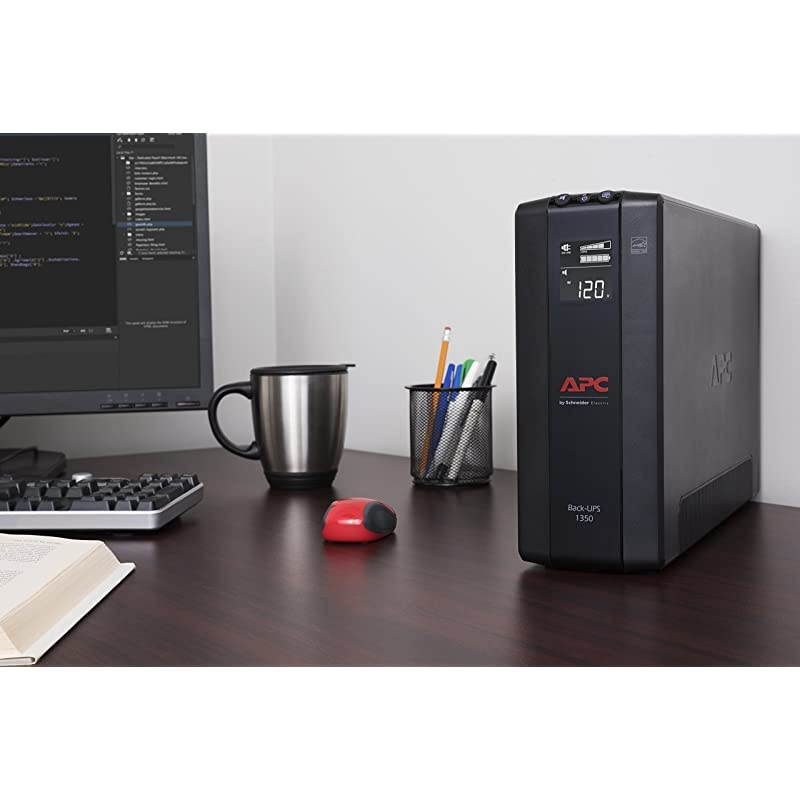UPS, 1350VA UPS Battery Backup & Surge Protector, BX1350M Backup Battery, AVR, Dataline Protection and LCD Display, Back-UPS Pro Uninterruptible Power Supply