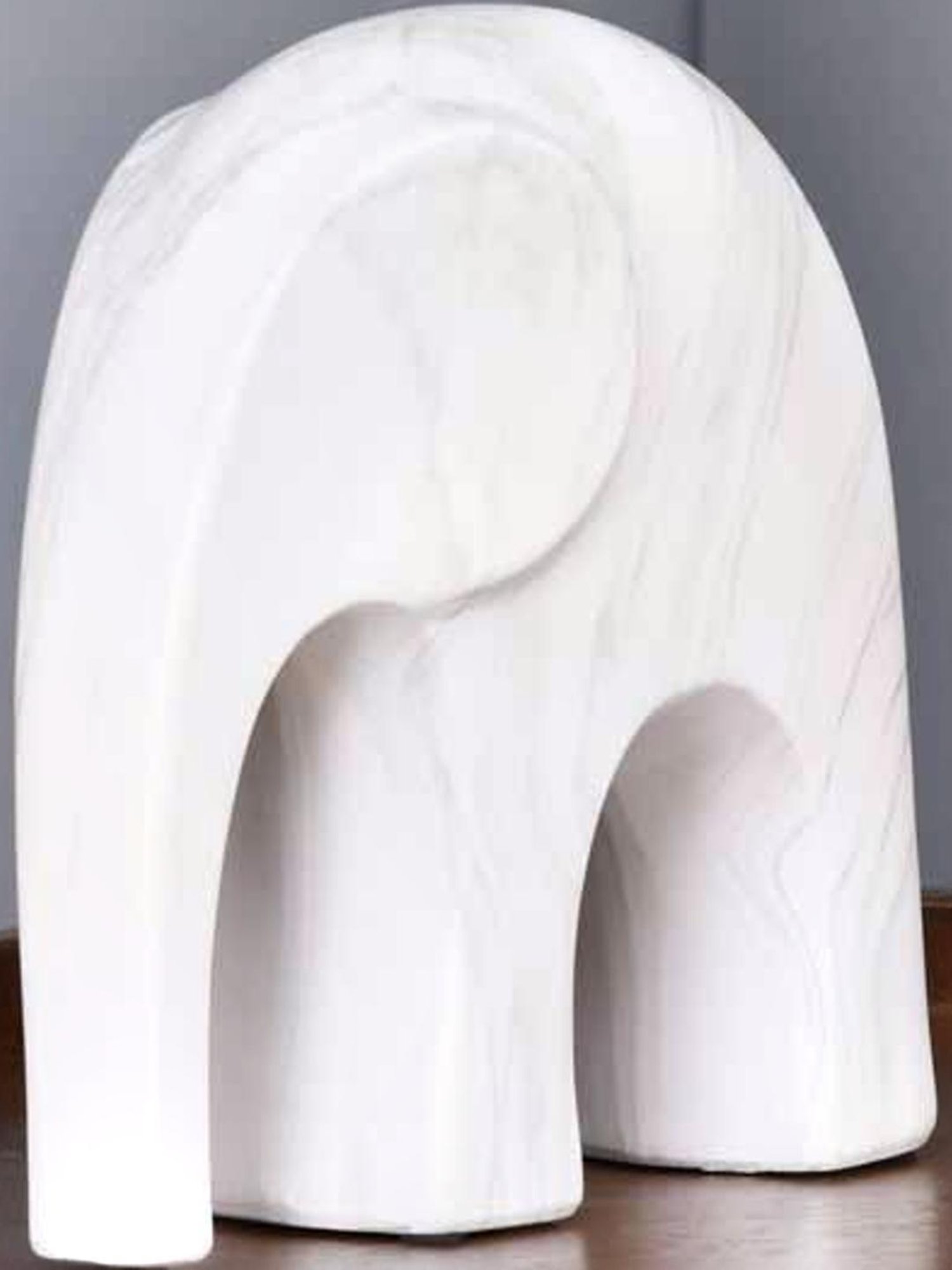 @Home White Ceramic Elephant Showpiece