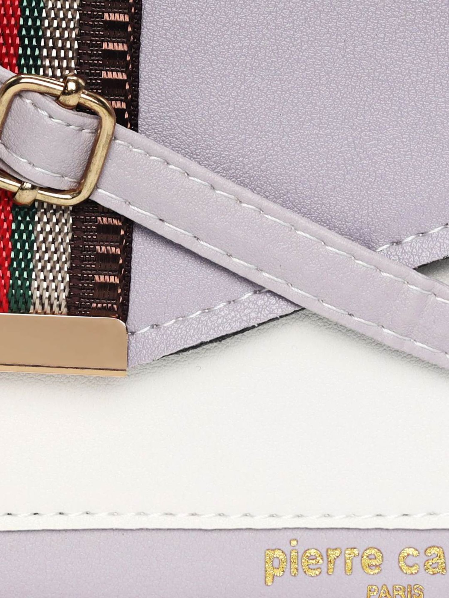 Pierre Cardin Purple & White Color Block Medium Satchel Handbag