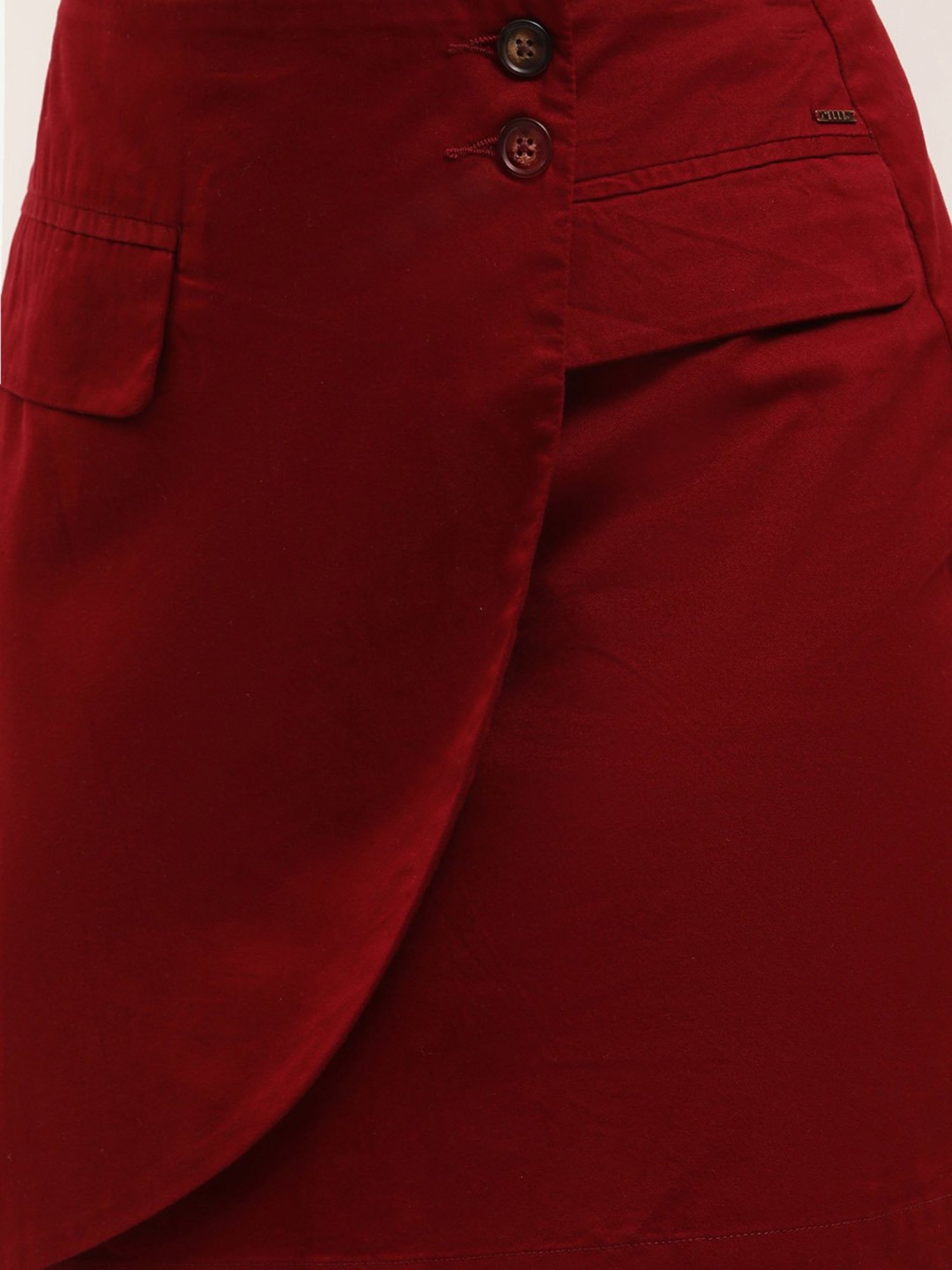Elle Maroon Circular Mini Skirt