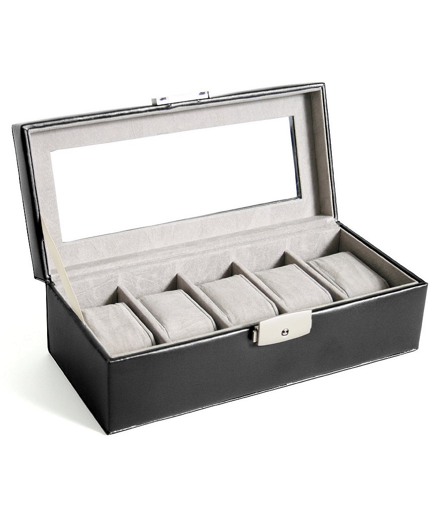 ROYCE New York Leather Five-Slot Watch Box