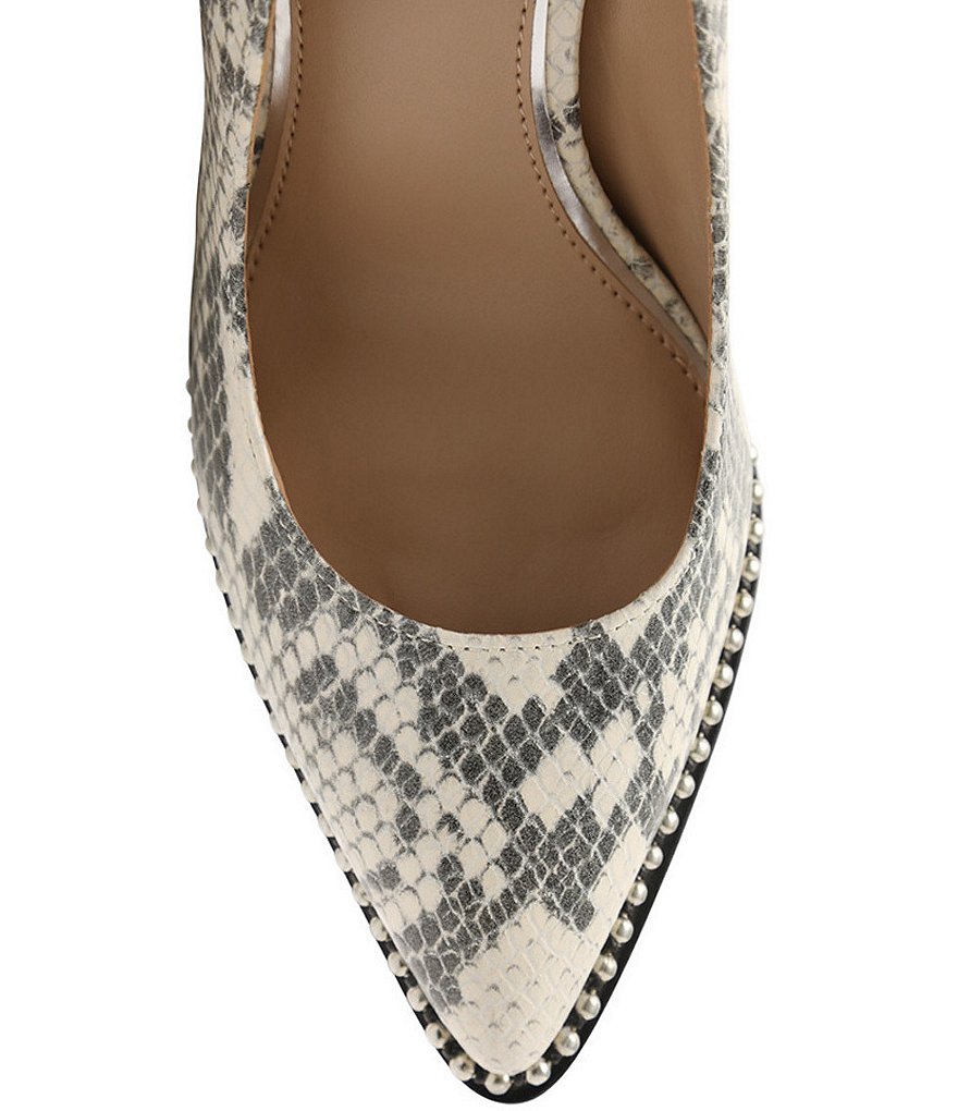 BCBGeneration Holli Snake Print Leather Bead Chain Stiletto Pumps