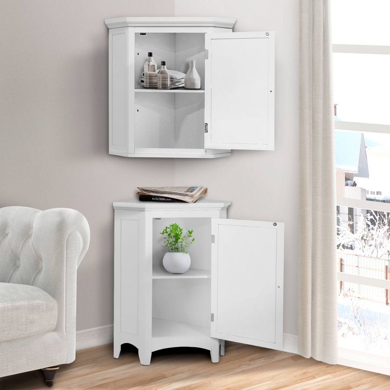 Slone White Shuttered Corner Cabinet - Elegant Home Fashion