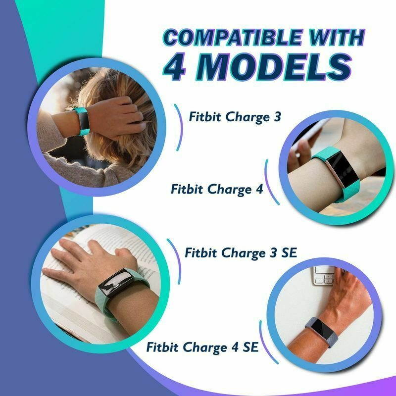 2x Soft TPU Band Wistband Strap For  Charge 4  3 Replacement Black+Blue