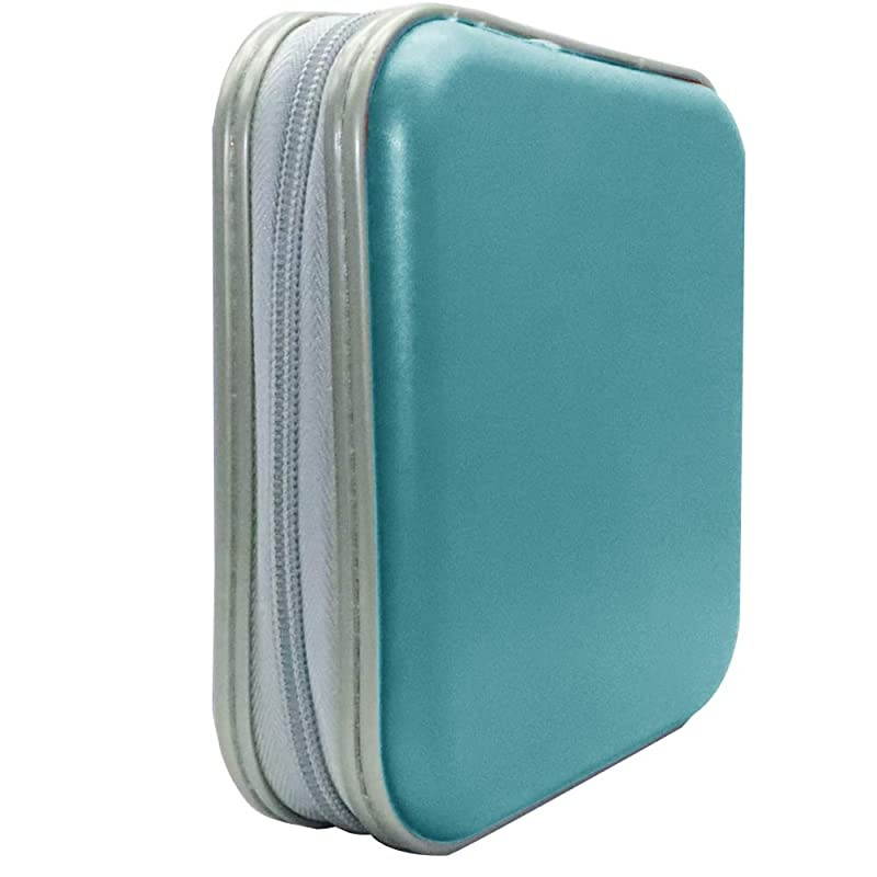 CD CaseDVD Storage DVD Case Holder VCD Wallet Organizer Protective Hard Plastic Portable Case 40 Capacity Sea Blue