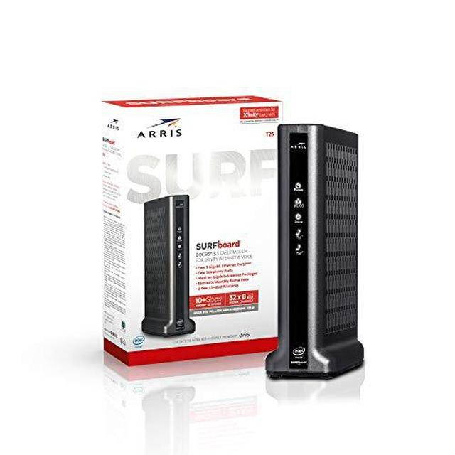 ARRIS Surfboard T25 DOCSIS 3.1 Gigabit Cable Modem, Certified for Xfinity Internet & Voice (Black)