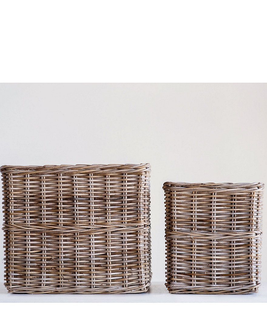 Edgehill Collection Hand-Woven Rattan Market Basket