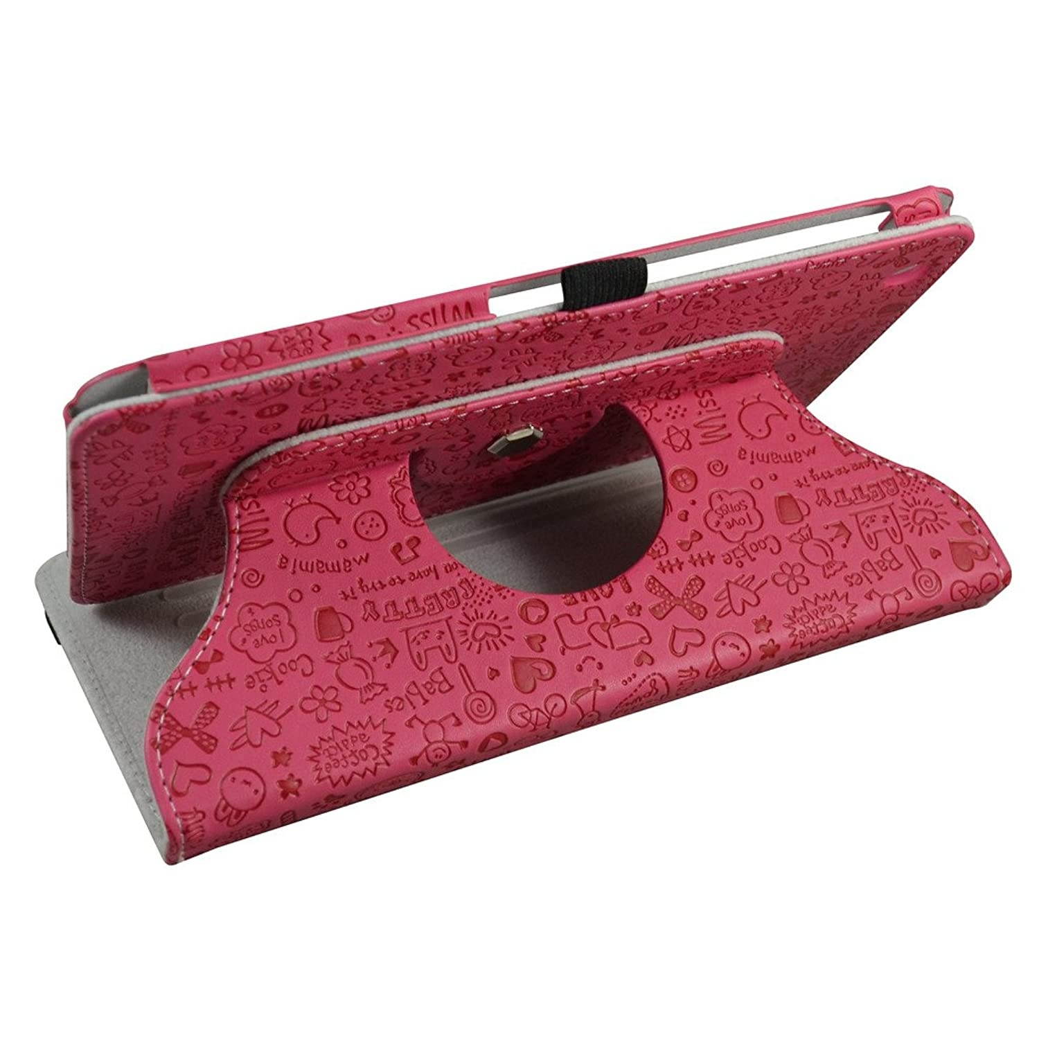 AT&T Trek 2 HD Rotating Case (Model 6461A),Mama Mouth 360 Degree Rotary Stand with Cute Cover for 8" ZTE Trek 2 HD K88 /ZPad 8 K81 Android Tablet,Rose Red