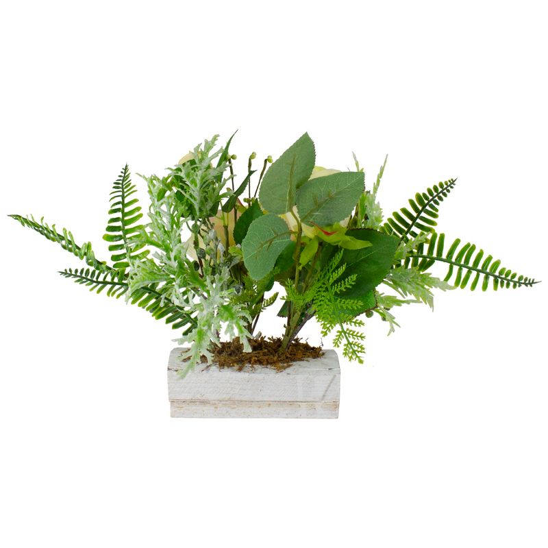 Northlight 13" Ranunculus and Rose Floral Spring Wooden Statue Tabletop Decor