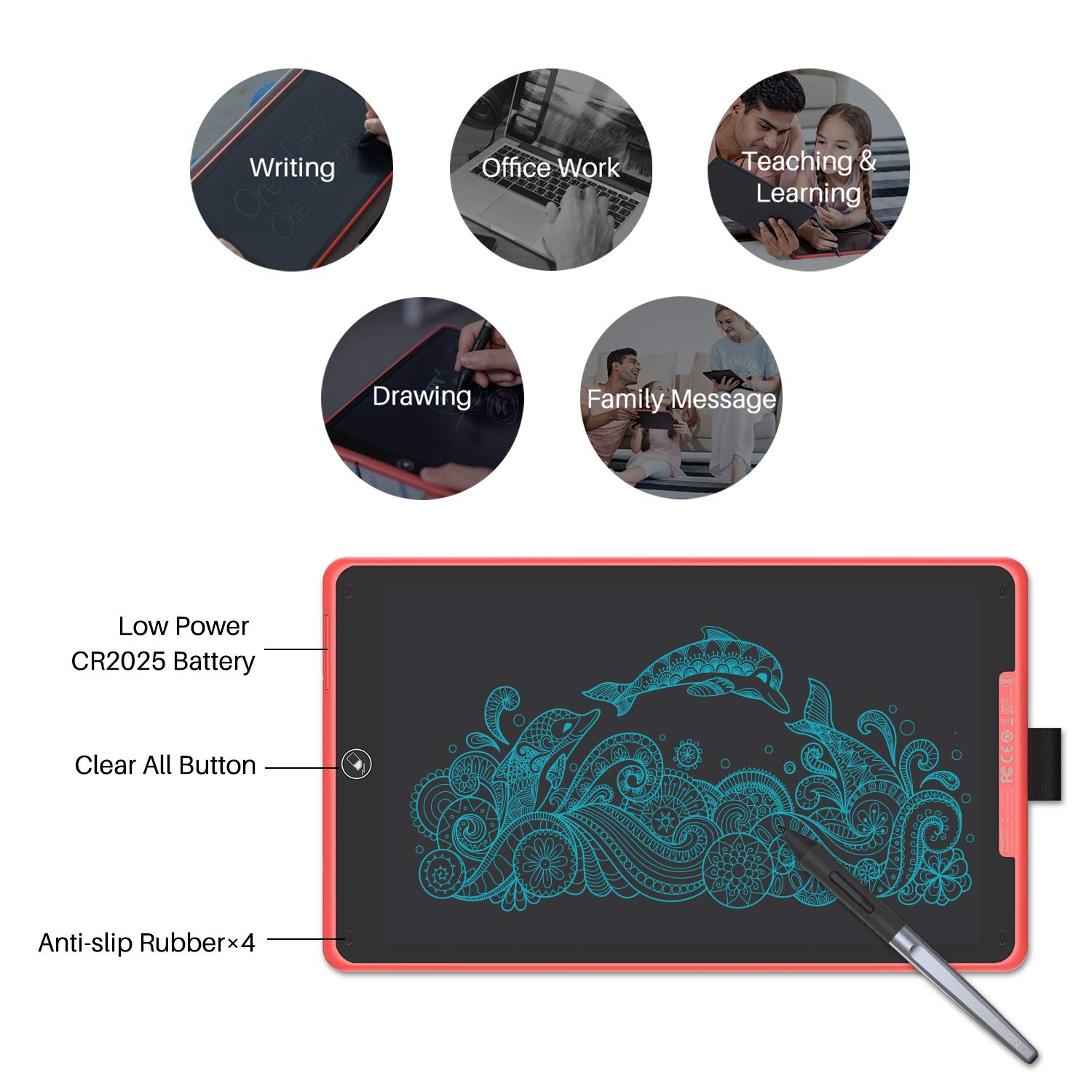 Huion Inspiroy Ink H320M Graphics Drawing Tablet 10 x 6 Inch Dual-Purpose LCD Writing Tablet, 11 Press Keys and Tilt Function, 8192 Battery-Free Pen, Android Supported, Sleeve Bag Included