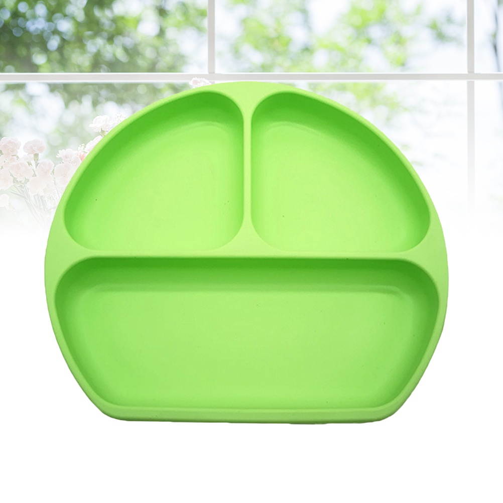 Silicone Divided Toddler Plates Reusable Non Skid Tableware Plates for Children Kids (Red)