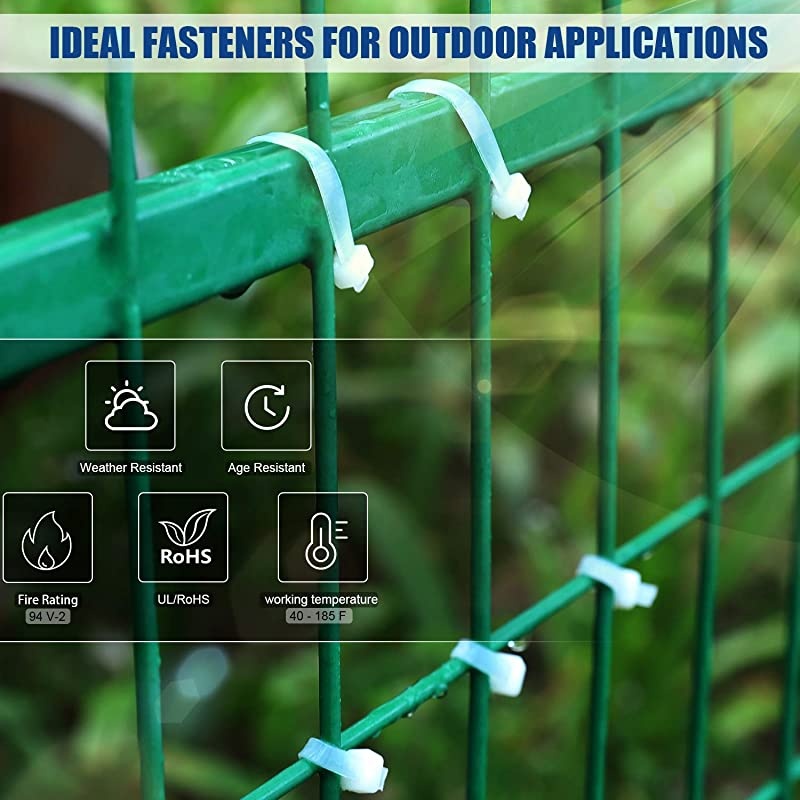 Zip Ties 8 Inch 500Pcs Industrial Nylon Zip Ties | Durable Self Locking Wire Tie Wraps with 40 lbs Tensile Strength UV Heat Resistant for Home Office Garage Multiple Use White