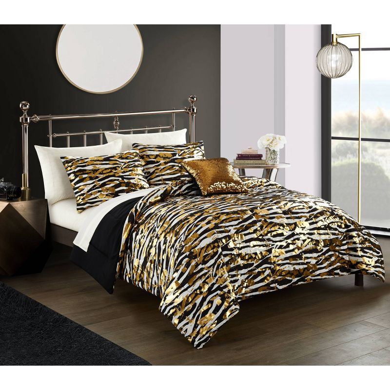 Full Brushstoke Gold Zebra Bed in a Bag Gold - Heritage Club