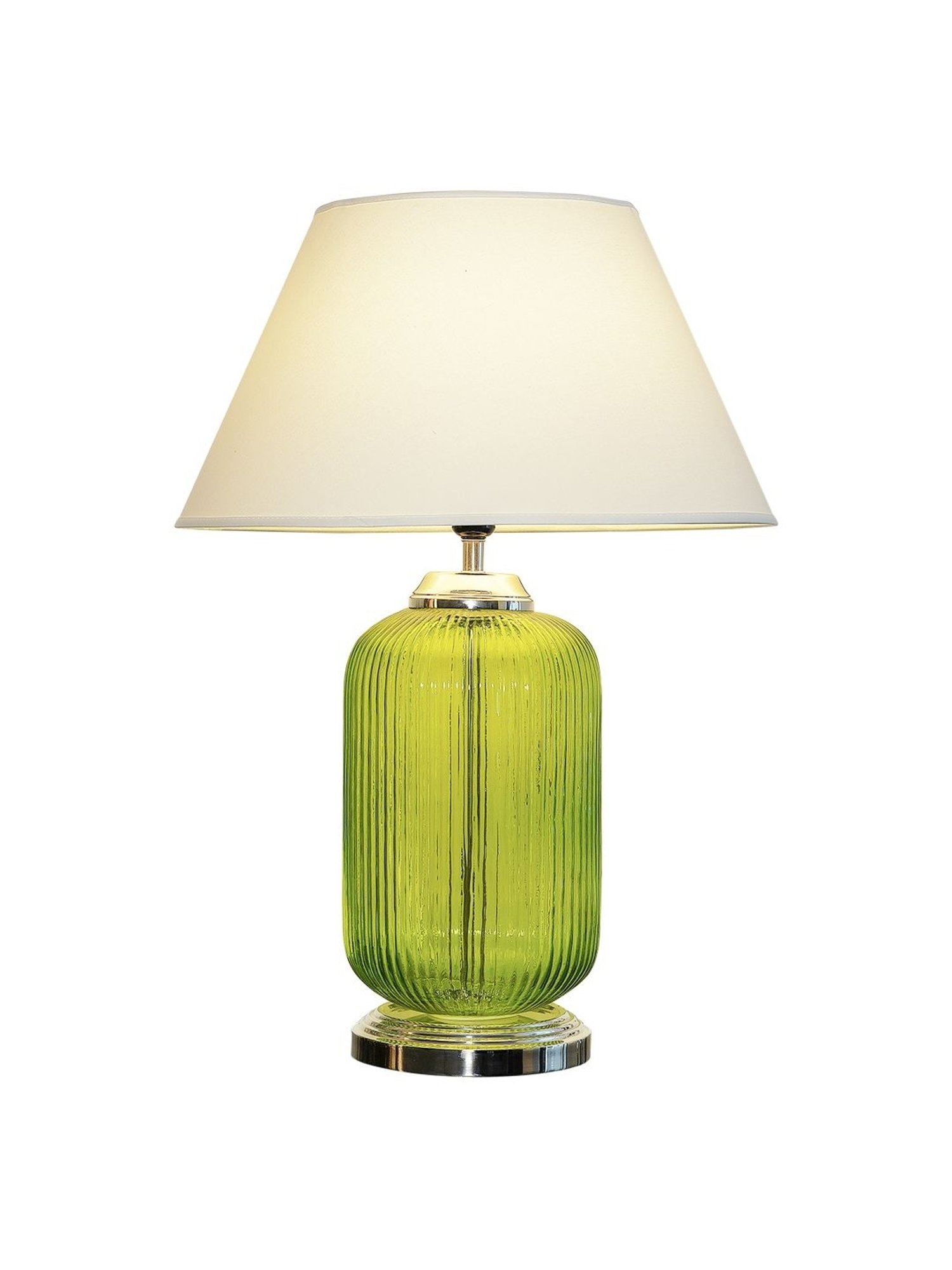 Kapoor Lamp Shades Green & White Glass Maloto Luster Finish Cotton Shade Table Lamp