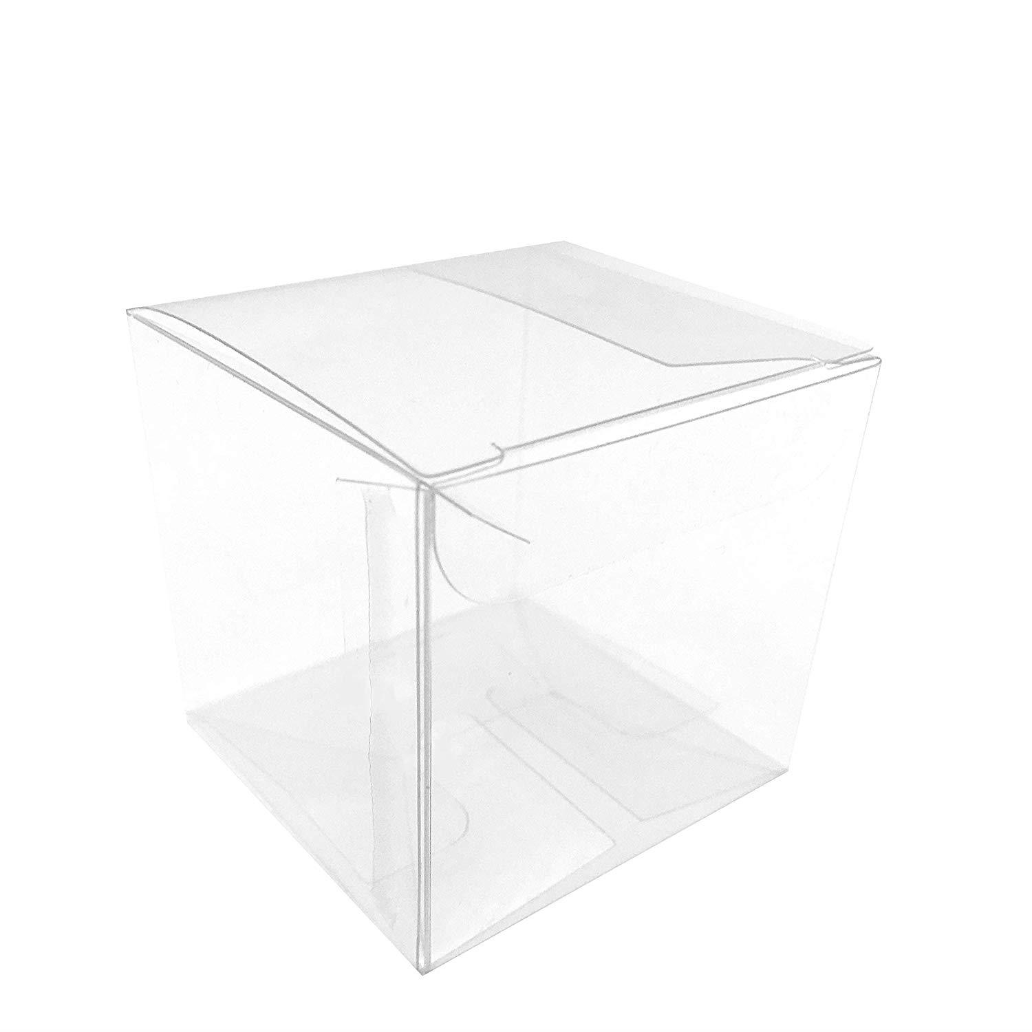 Clear Cube Box Transparent Candy Box Plastic Thank You Treat Boxes Wedding Party Favors Baby Shower Party Boxes Supplies 2x2x2 Inch, 50pc