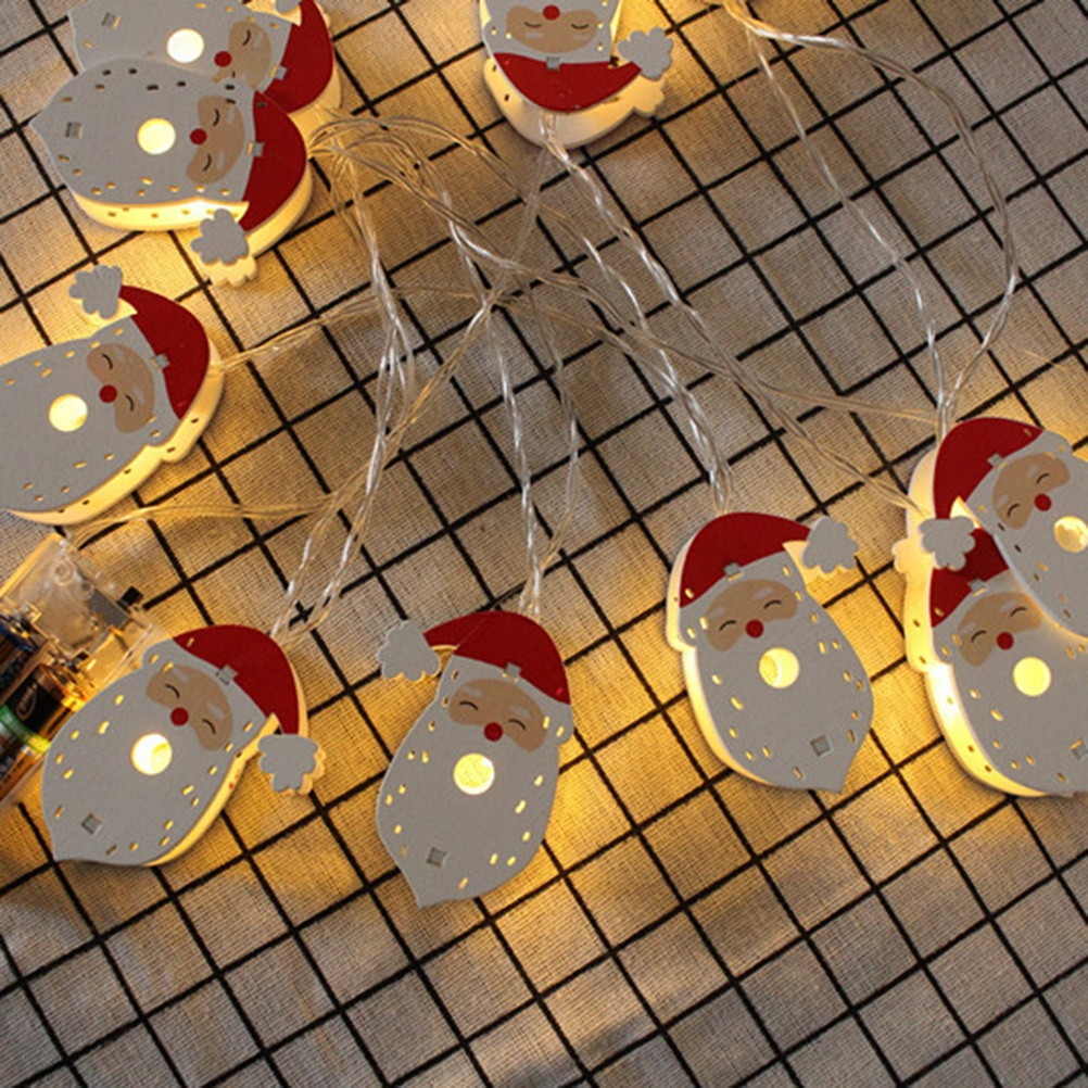 String Light with 10pcs LED Santa Claus Light Bulbs Warm White 1.5m Christmas Light Strip Battery Powered Party Garden Patio Rope Lights Decoration Illumination for Bedroom Wedding Holiday