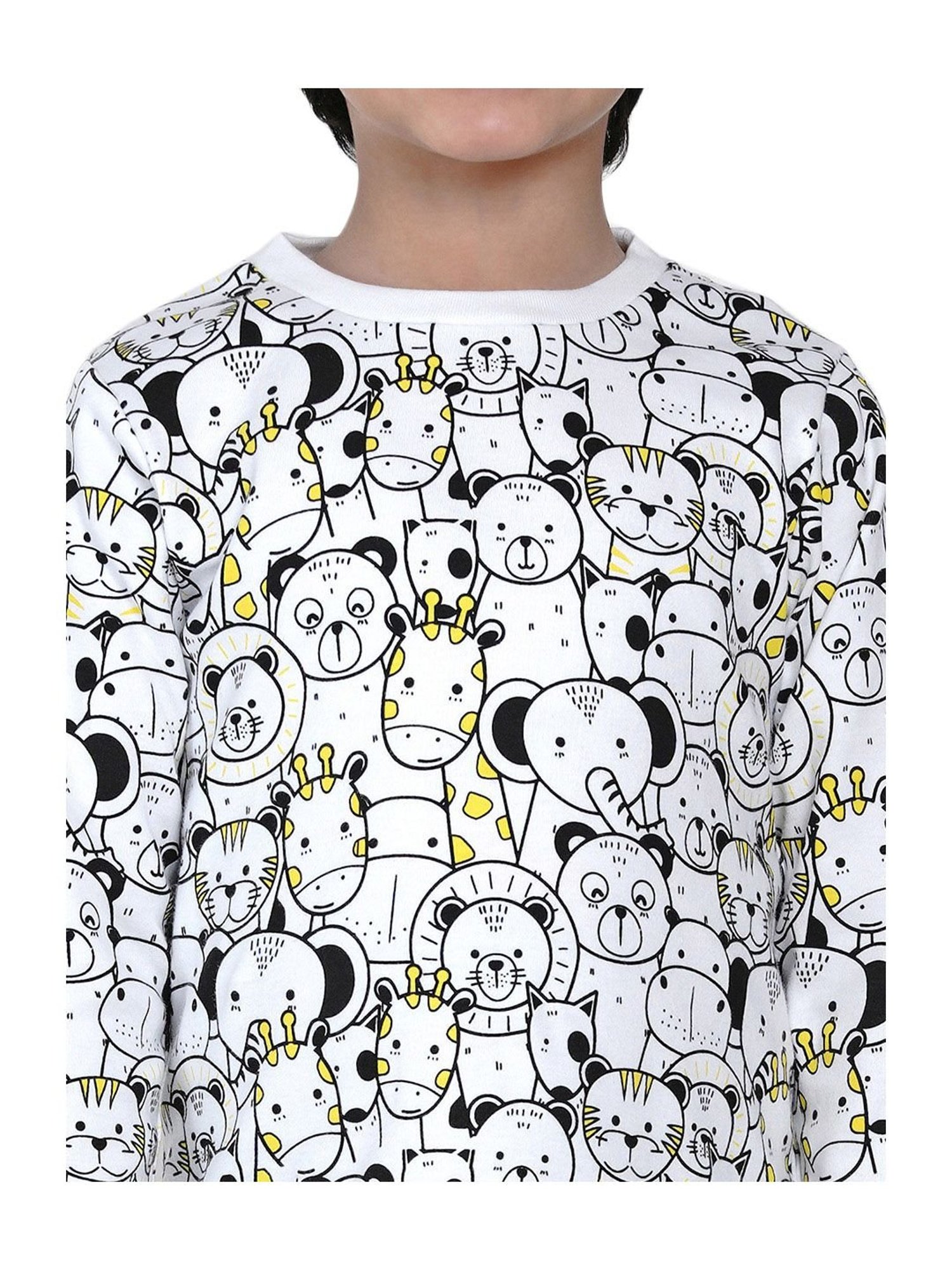 Berrytree Organic Boys Black Cotton Animals Print Night Suits