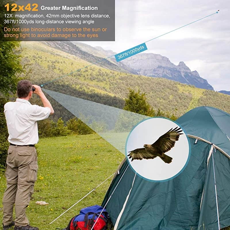 12x42 for Adults for Hunting Compact with Tripod Smartphone Adapter for Hunting Bird Watching Hiking Traveling and Sports