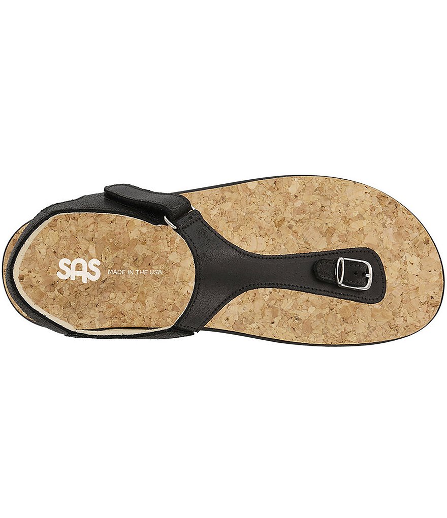 SAS Marina Leather Thong Wedge Sandals