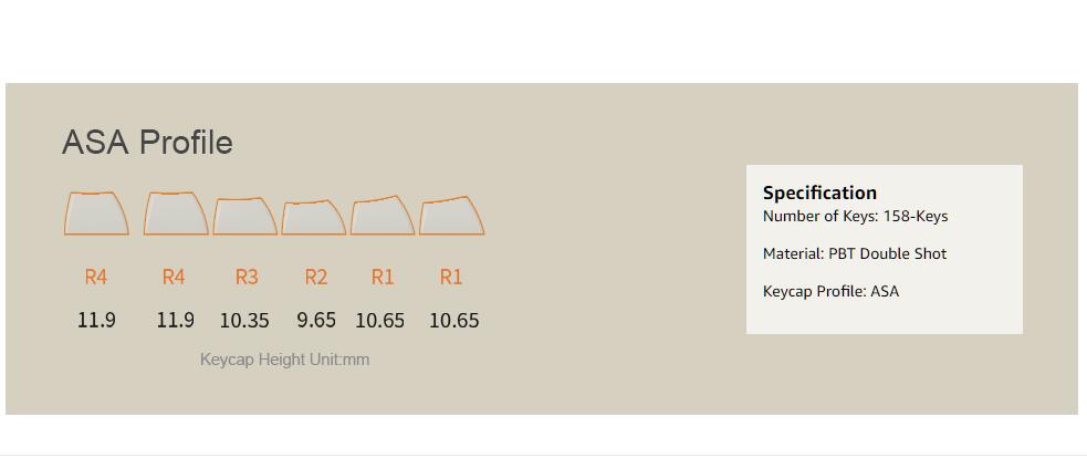 Akko Carbon Retro 158-Key ASA Profile PBT Double-Shot Full Keycap Set for Mechanical Keyboards with Collection Box