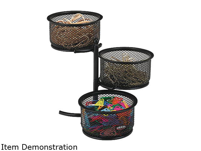 Rolodex 62533 3 Tier Wire Mesh Swivel Tower Paper Clip Holder, 3 3/4 x 6 1/2 x 6, Black