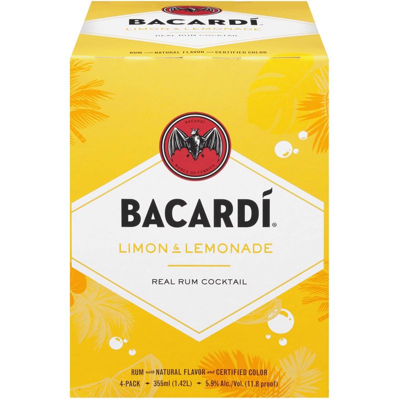 Bacardi Limon & Lemonade Rum Cocktail - 4pk/355ml Cans