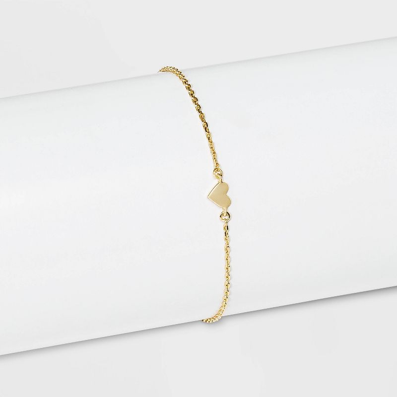 SUGARFIX by BaubleBar 14K Gold Plated Delicate Heart Bracelet - Gold