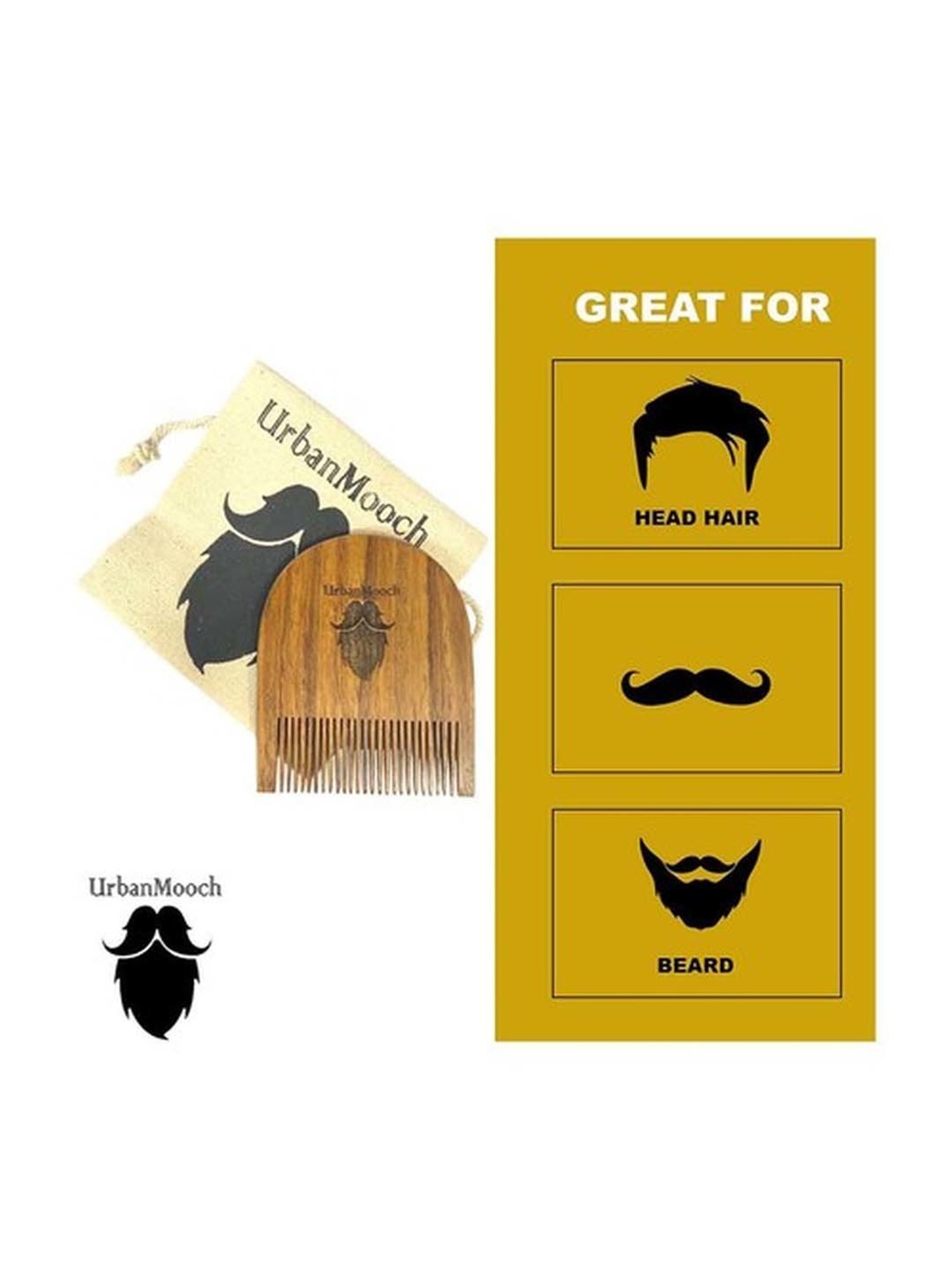 UrbanMooch Handcrafted U Shape Sheesham Wood Beard Comb