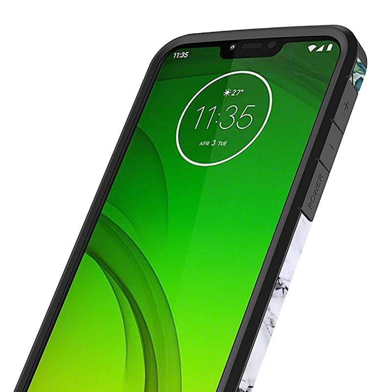Moto G7 Power Case Moto G7 Supra Case  Hybird Drop Protection Sleek Slim Dual Layer Shockproof Colorful Graphic Armor Case for LG Moto G7 PowerSupra Rose White Marble