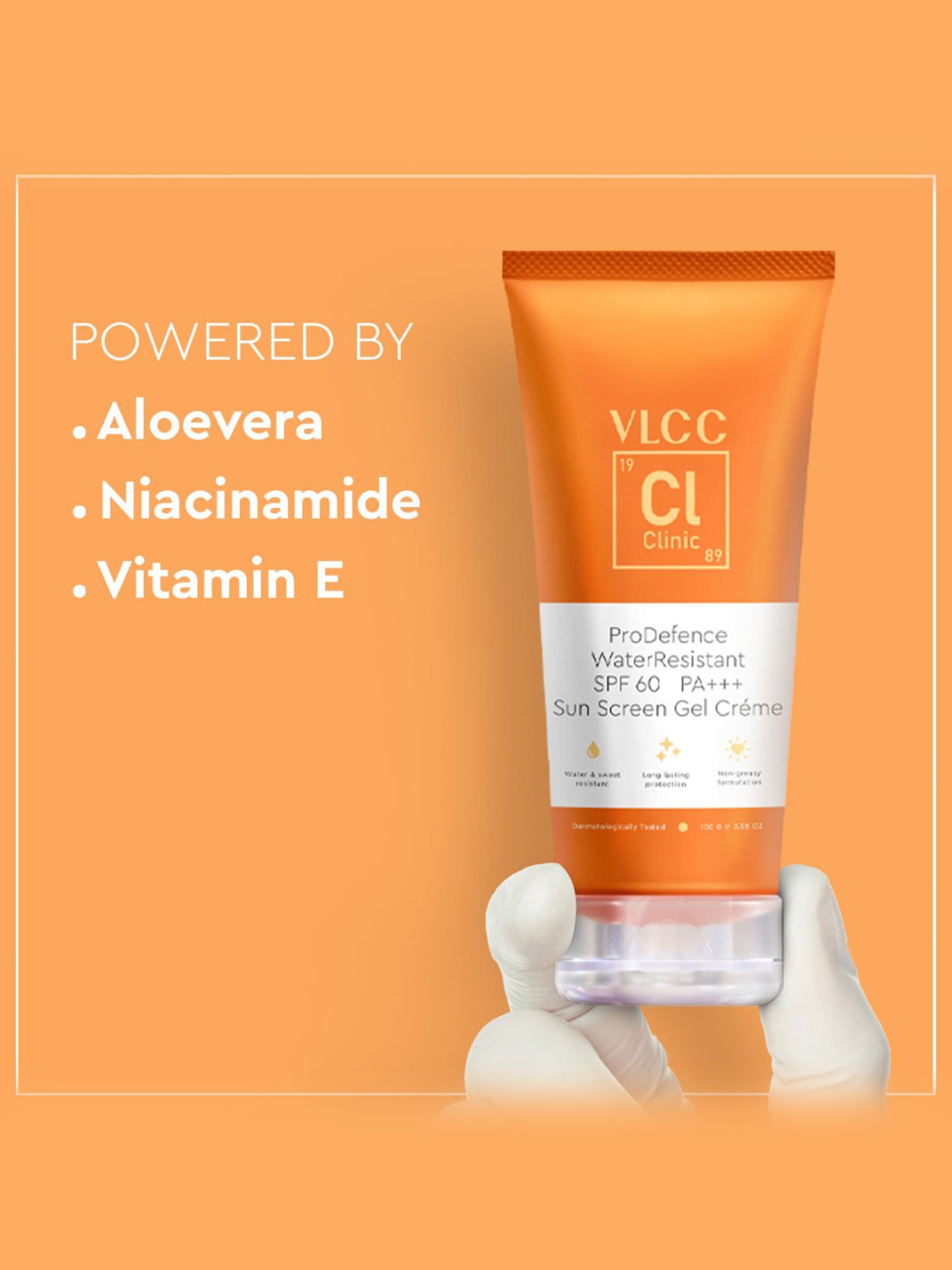 VLCC Clinic ProDefence Water Resistant Sunscreen Gel Creme SPF 60 PA+++ - 100 gm