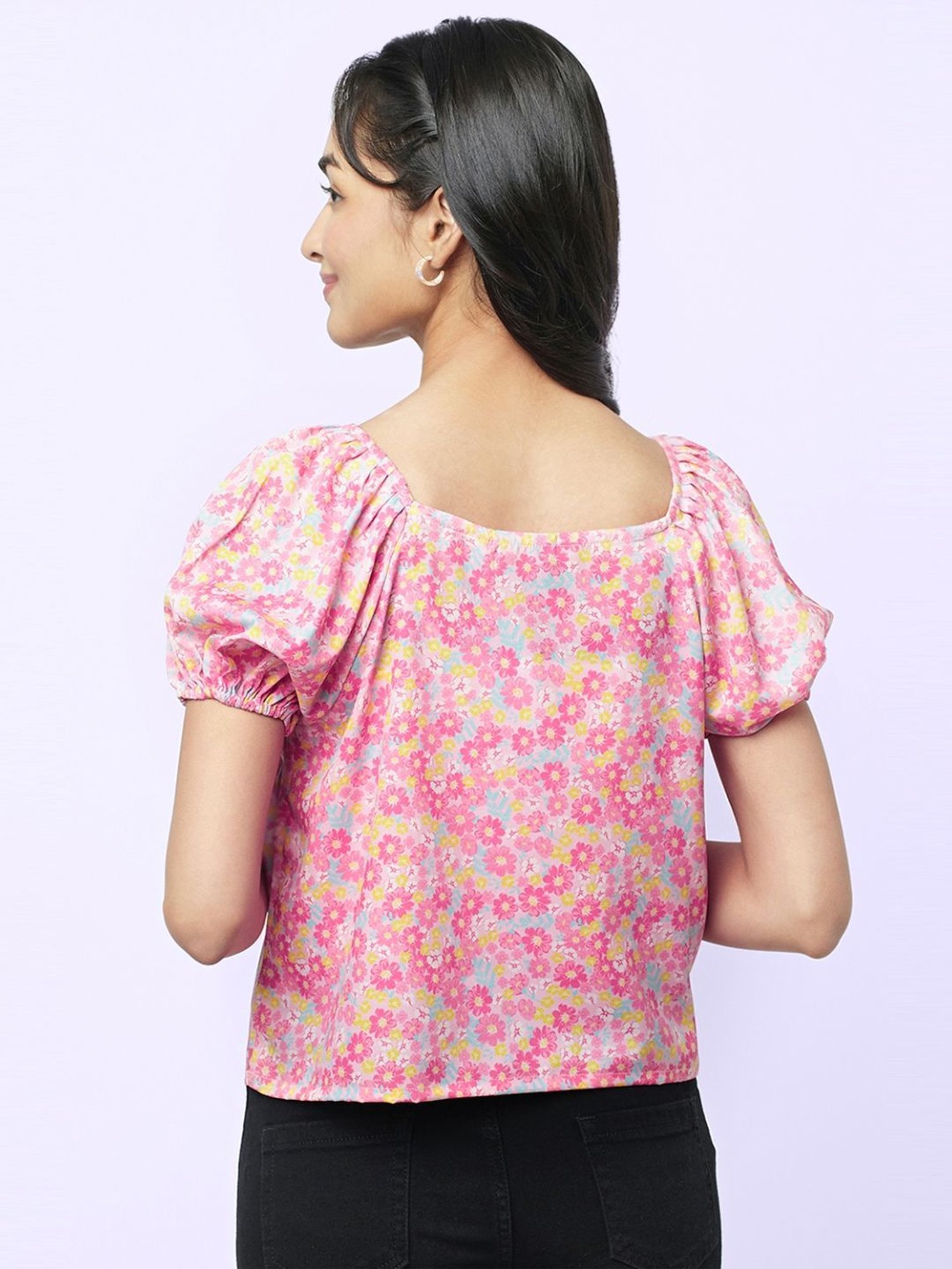 YU by Pantaloons Pink Printed Top