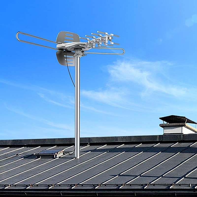 TV Antenna,  Outdoor Amplified Digital HDTV Antenna 150 Mile 360 Rotate 2TVs HD UHF/VHF Channel