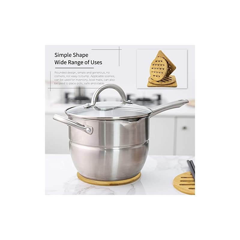 Hot Pads Trivet,Table Solid Bamboo Wood Trivets for Hot Dishes and Pot with Non-slip Pads Heat Resistant Pads Teapot Trivet 4pcs(Multi Size,2 Square 2 Round)