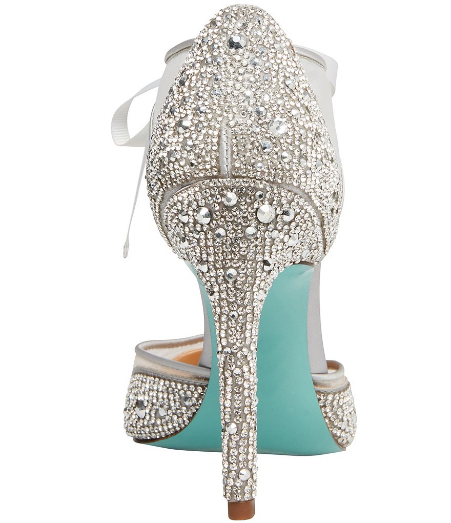 Blue by Betsey Johnson Iris Satin Rhinestone Stiletto Pumps