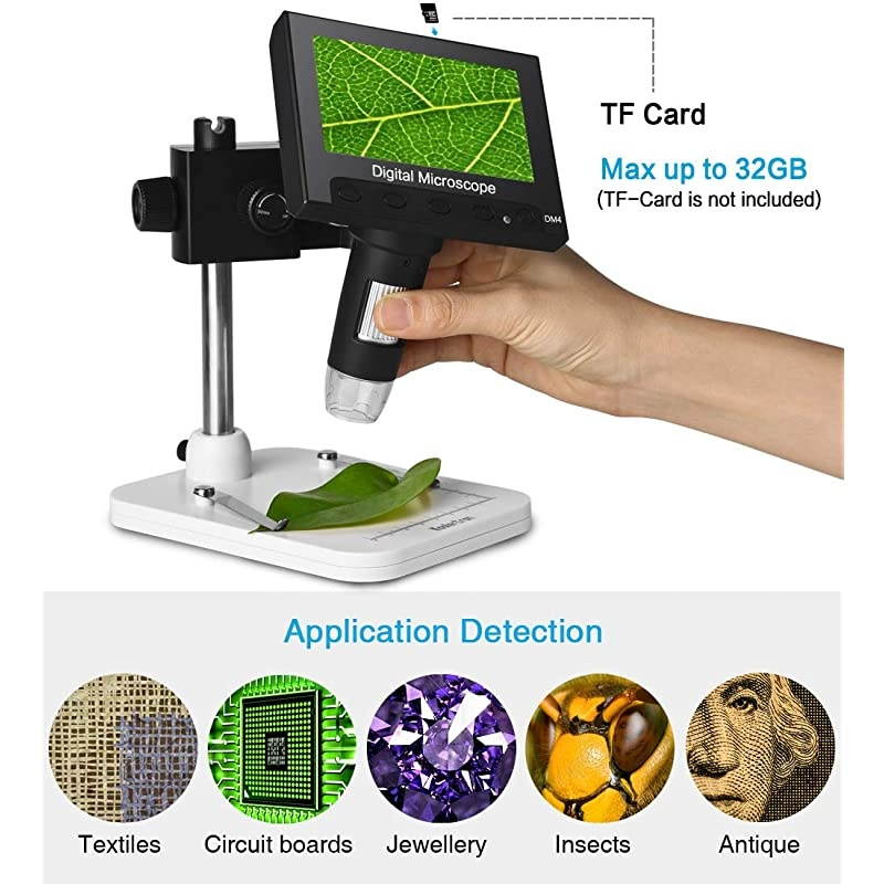 43 inch LCD Digital USB Microscope 720P 10X600X Magnification Zoom Handheld Endoscope Inspection Camera Video Recorder8 LED Adjustable LightRechargeable Lithium Battery MicroSD Storage