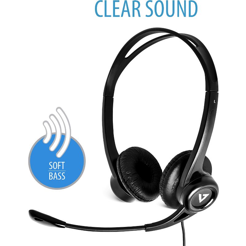 V7 HU311-2NP Headset - Stereo - USB - Wired - 32 Ohm - 20 Hz - 20 kHz - Over-the-head - Binaural - Supra-aural - 5.91 ft Cable