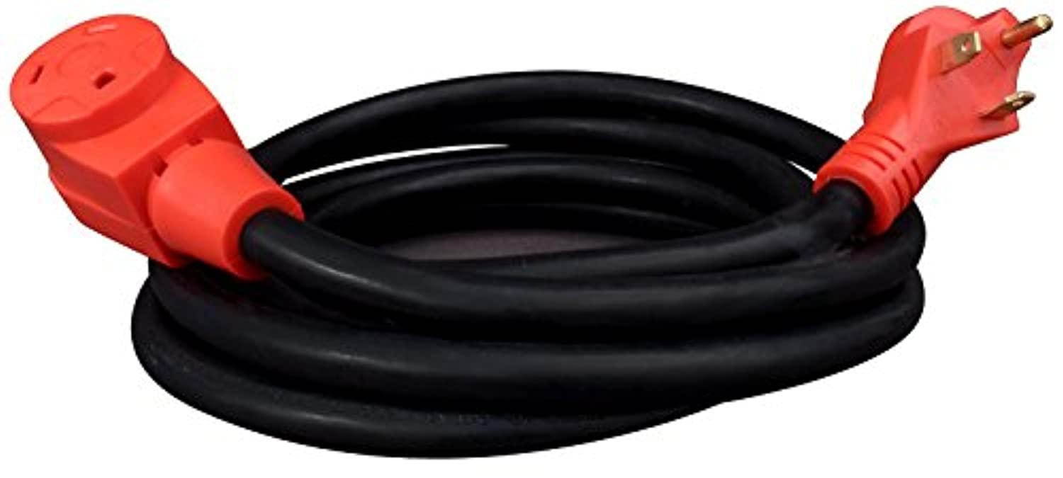 valterra mighty cord rv 30-amp extension cord, 15-foot power extension cord, red