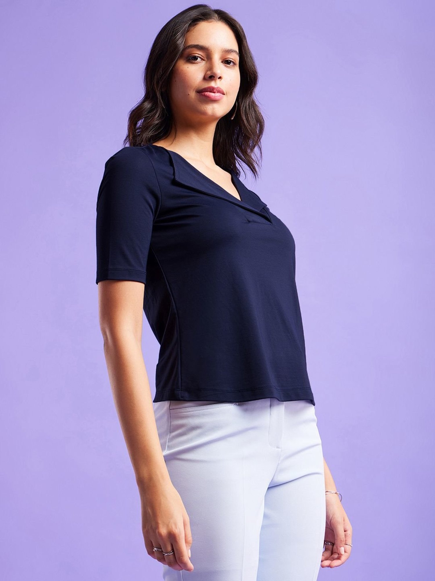 Fablestreet Navy Regular Fit Top