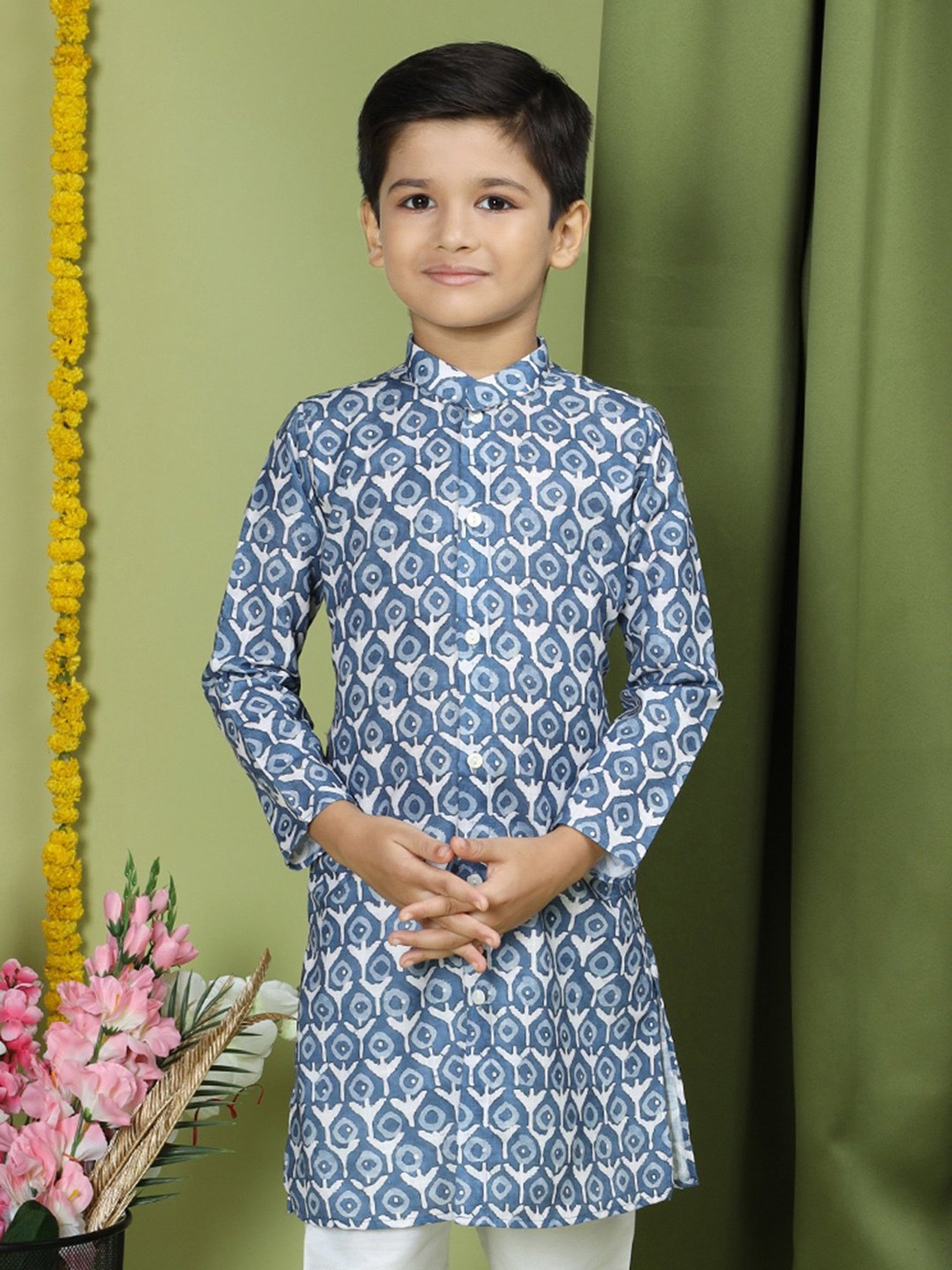KISAH Kids Multicolor Cotton Printed Full Sleeves Kurta
