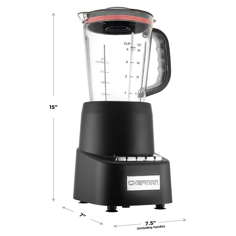 Chefman 3 Speed 12 Piece Powerful Blending System Set with 32 Ounce Pitcher, Personal 12 and 24 Ounce To Go Tumblers for Smoothies, Black