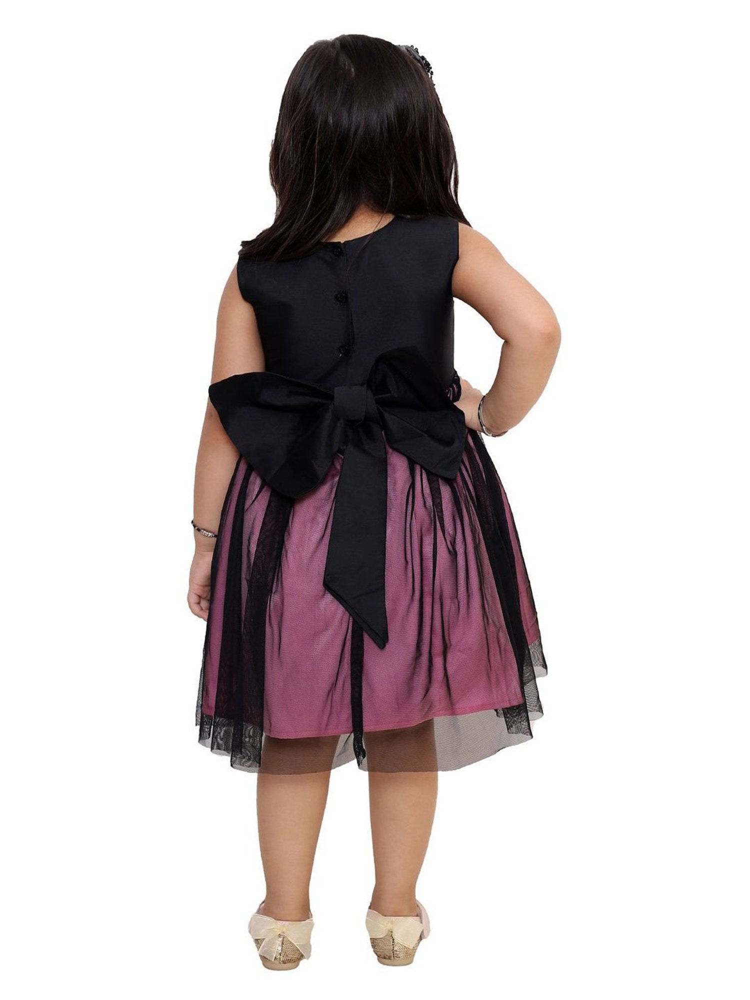 KidsDew Kids Black & Pink Solid Dress