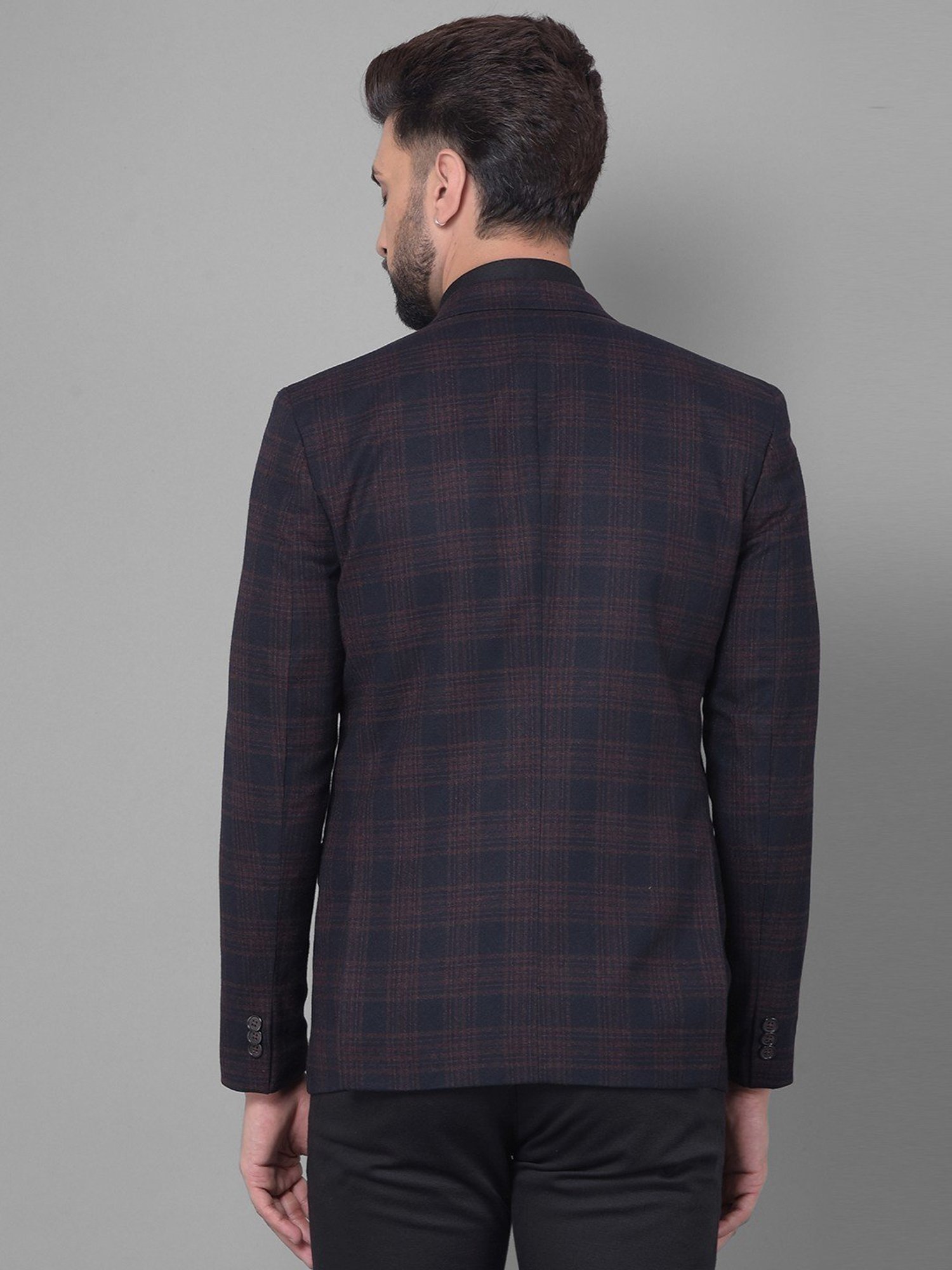 Crimsoune Club Black Slim Fit Checks Blazer