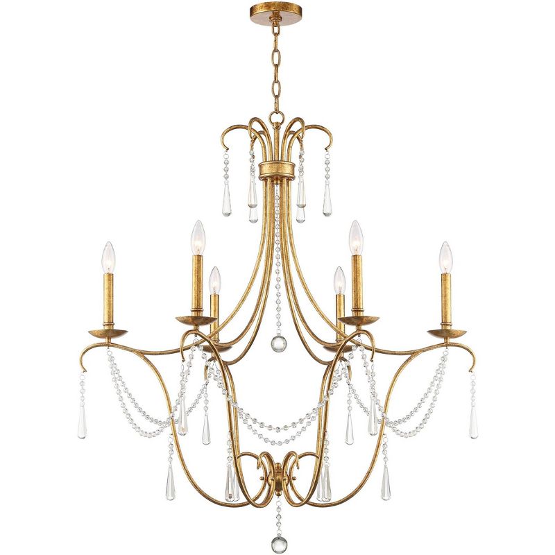 Possini Euro Design Possini Euro Charlotte 35" Wide Gold Leaf 6-Light Chandelier