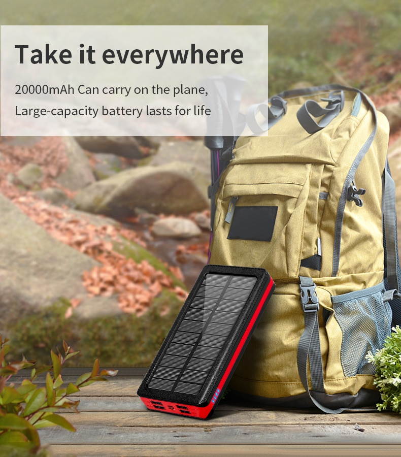 15000mAh Wireless Solar Power Bank Portable Charger Large Capacity 4 USB External Battery LED Fast Charging for Xiaomi IPhone
