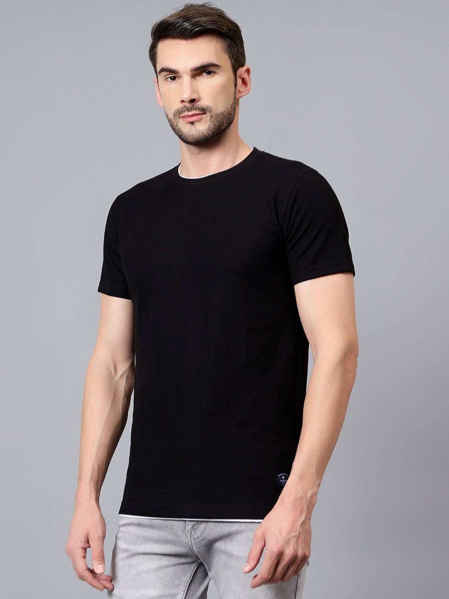 Cantabil Black Regular Fit T-Shirt