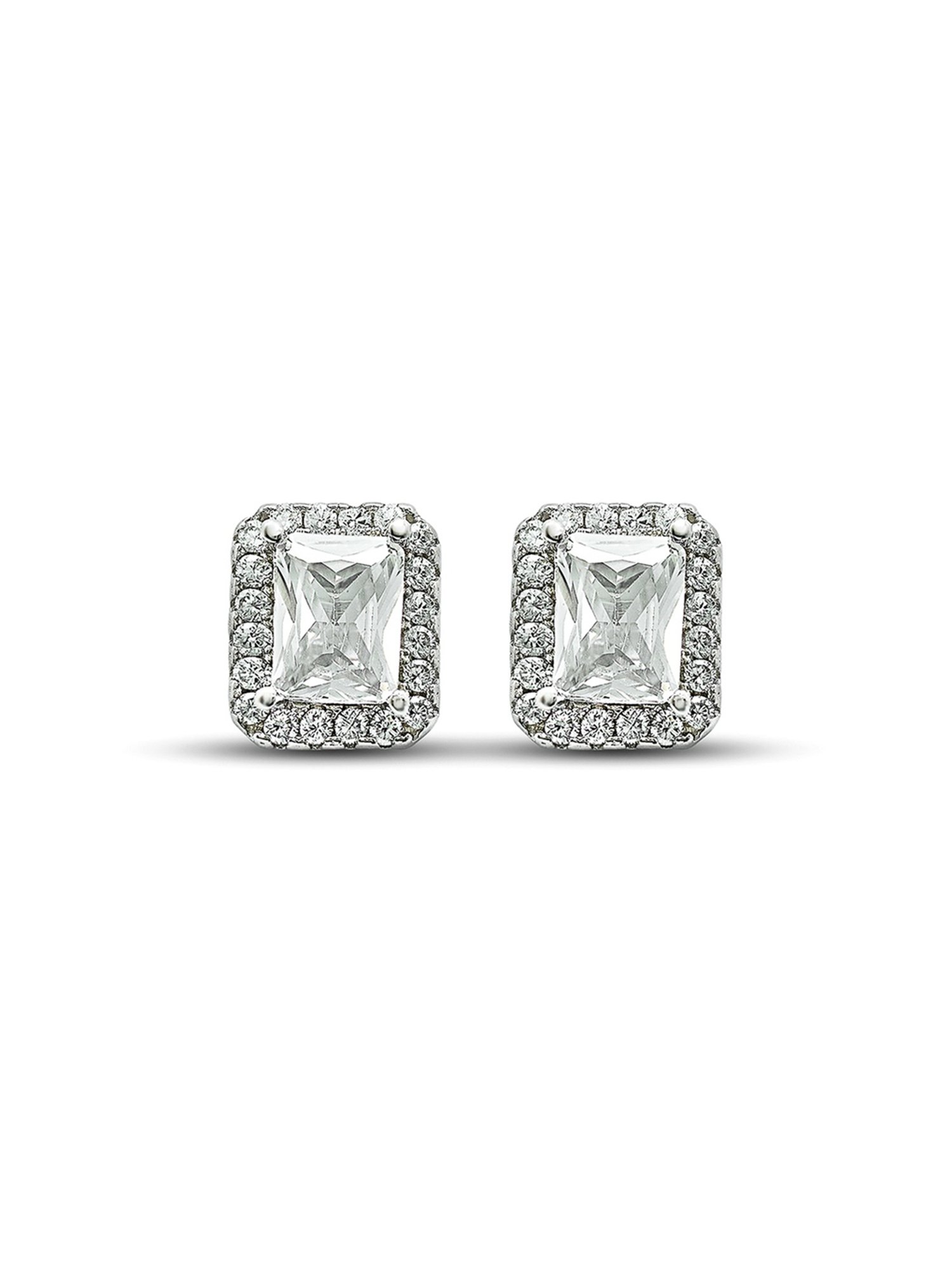 Silberry 92.5 Sterling Silver Queen Square Stud Earrings for Women