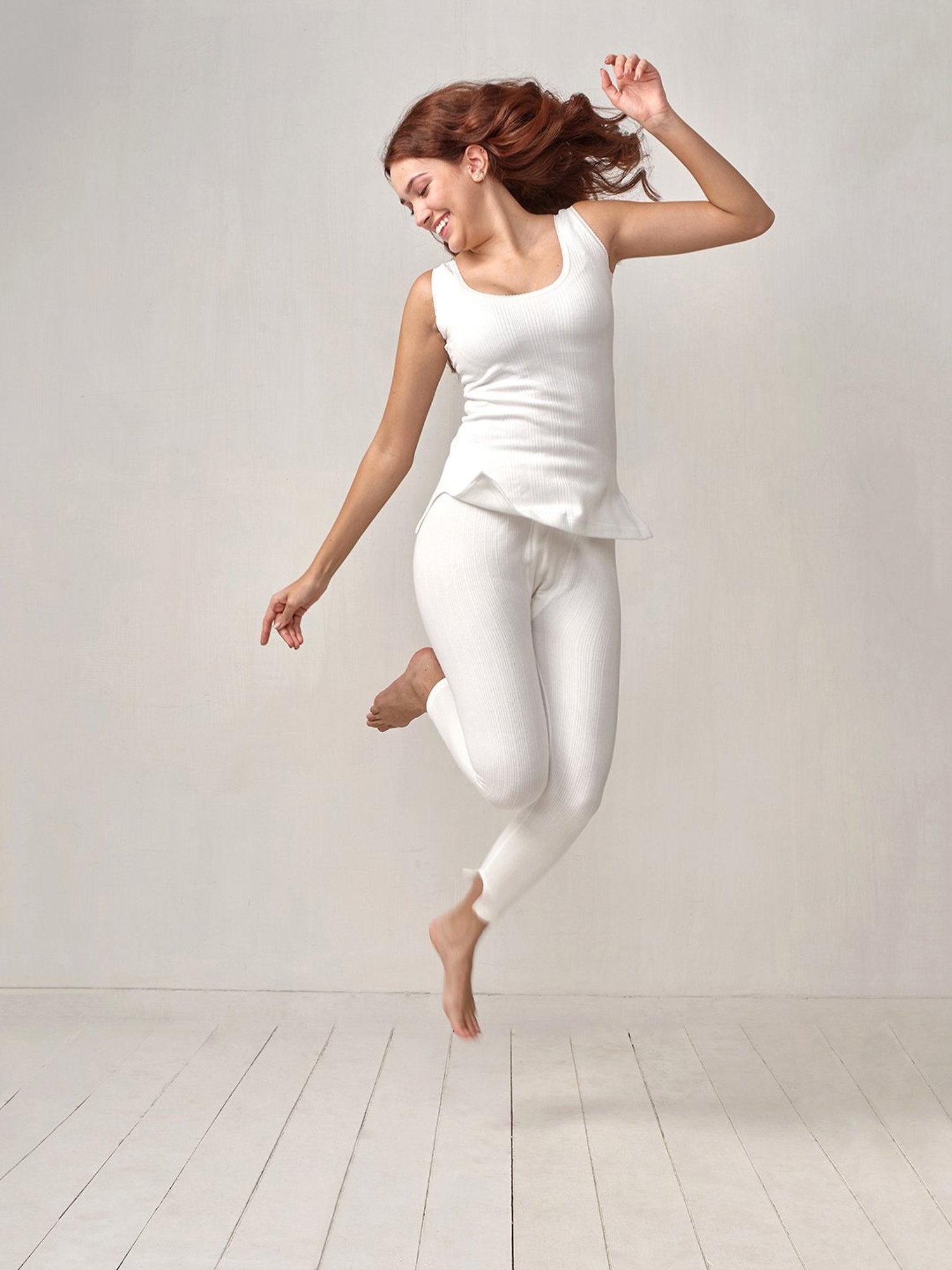 LUX Inferno Off-White Striped Thermal Leggings - Pack Of 2