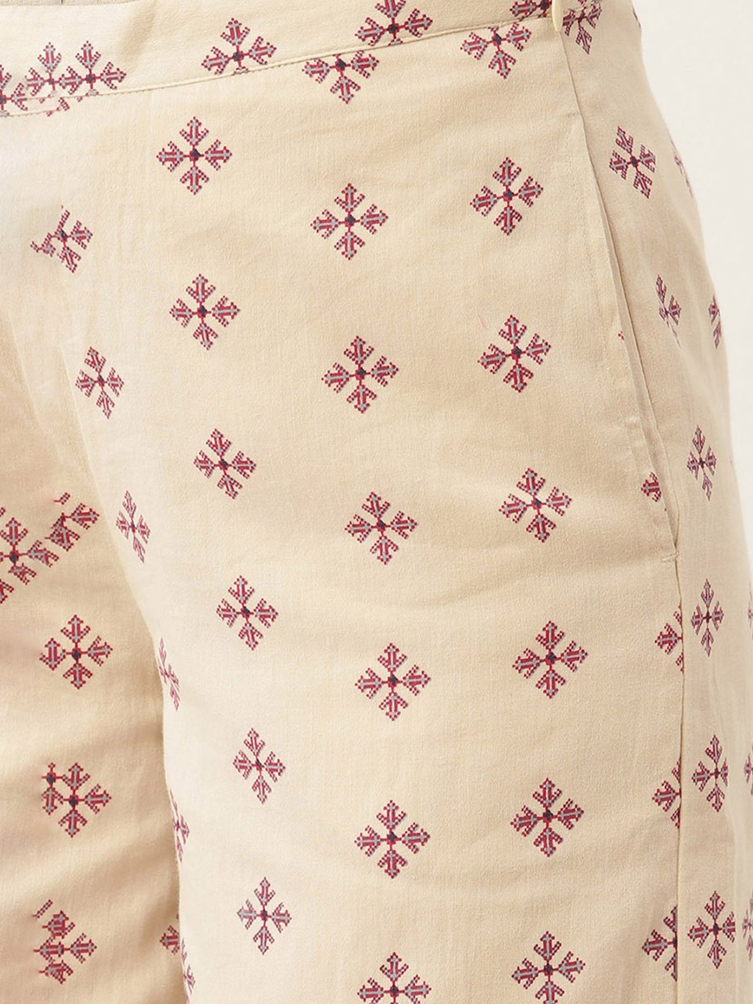 Rooted Beige Straight Fit Flat Front Trousers