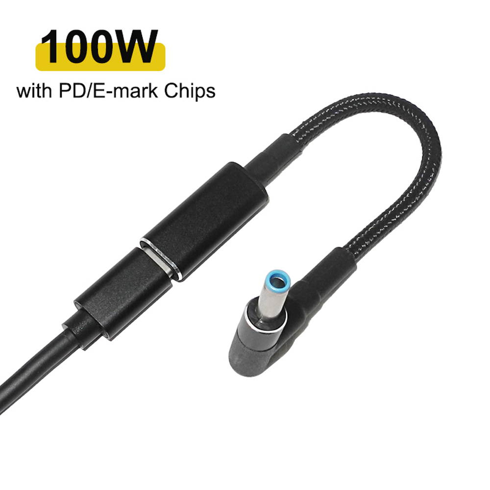 (5-Pack) 100W USB C Type C Female to 4.5x3.0mm DC Tip (Blue Tip) Adapter Cable PD Converter Cable for HP Laptop Notebook Chargers